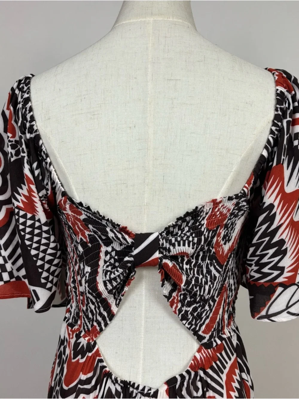 Anthropologie Maxi Dress Flutter Sleeve Cut Out Boho Orange Brown Medium NWT - Picture 10 of 16